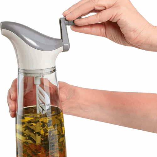 Danny Home Salad Dressing Mixer | Easy Manual Sauce Blender & Pour Bottle