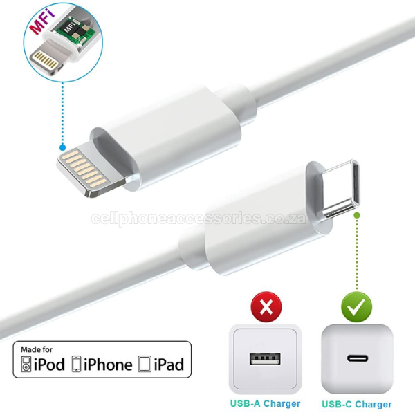 USB Type-C to Lightning Fast Charging Cable 1 Metre – 2 Pack