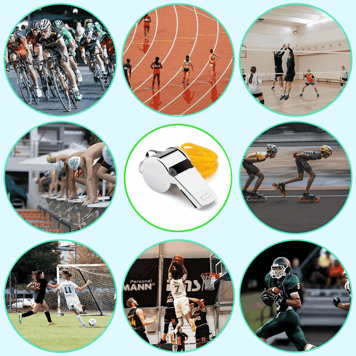 Stainless-steel Sports Whistle with Lanyard 2-Pack