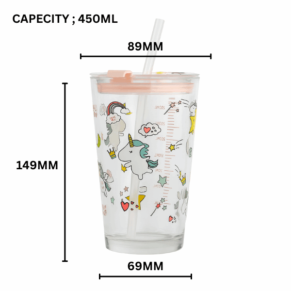 Sip Smart, Sip Fun Eco-Friendly Glass Tumbler - Crocodile and Bird Design, 450ml