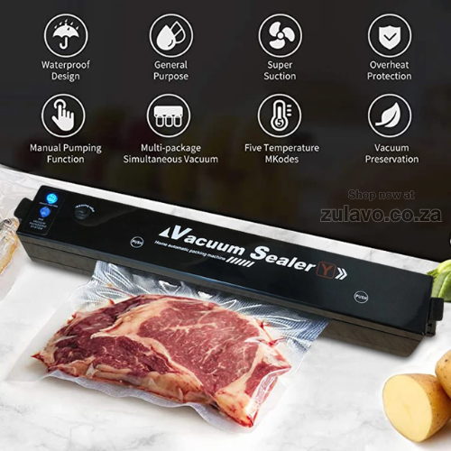 Vacuum Sealer Machine – Food Preservation System with Strong Suction & Heat Sealing Designed to keep your groceries fresh up to 8× longer.