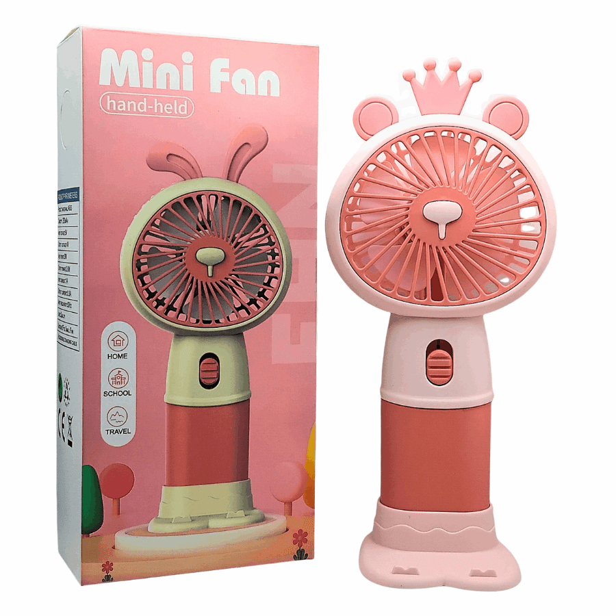 Adorable Portable Mini Fan with Phone Stand – USB Rechargeable