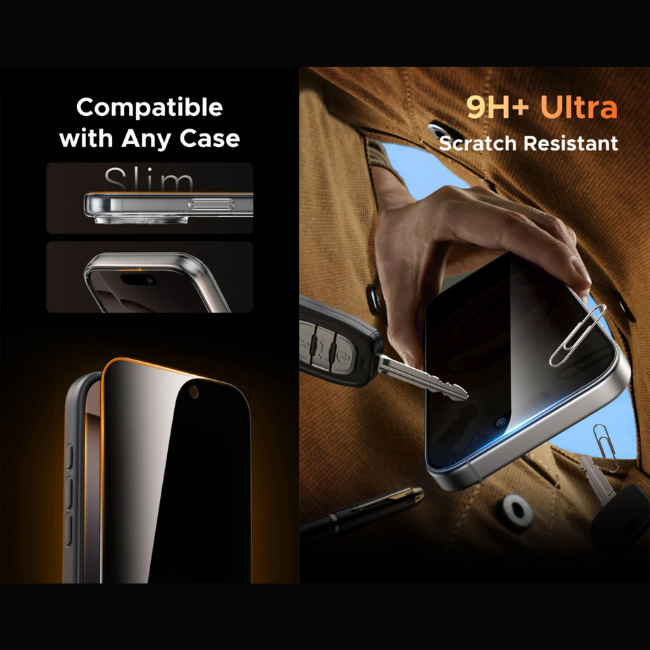 Privacy Tempered Glass Screen Protector Compatible with Selected iPhone 17 Series Models Pack of 2