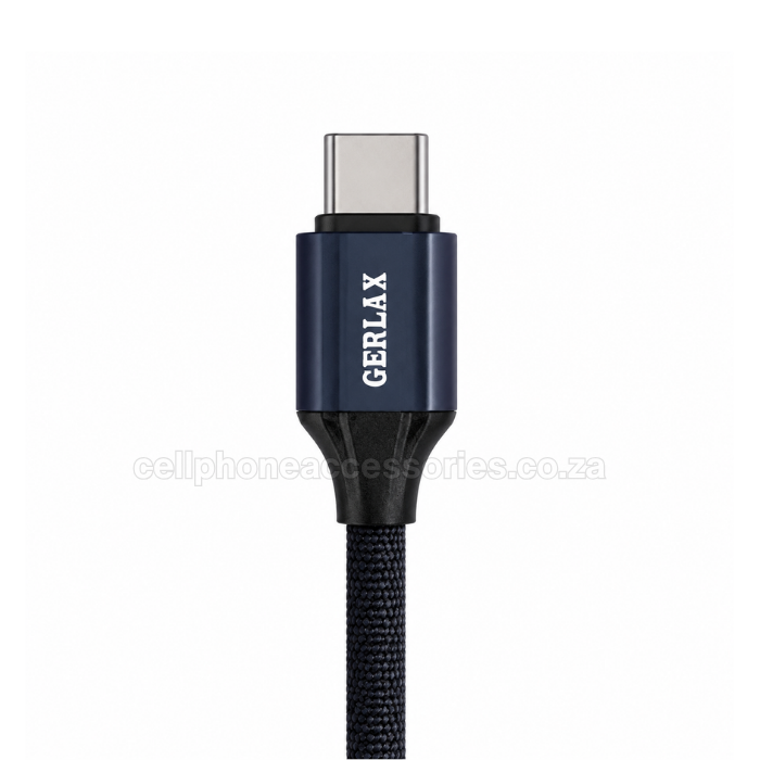 GERLAX GD-70T USB-A to USB-C 120W Fast Charging Data Cable 1M, Nylon Braided Type-C Charger Cable Compatible with Android Smartphones, Tablets and USB-C Devices - Black