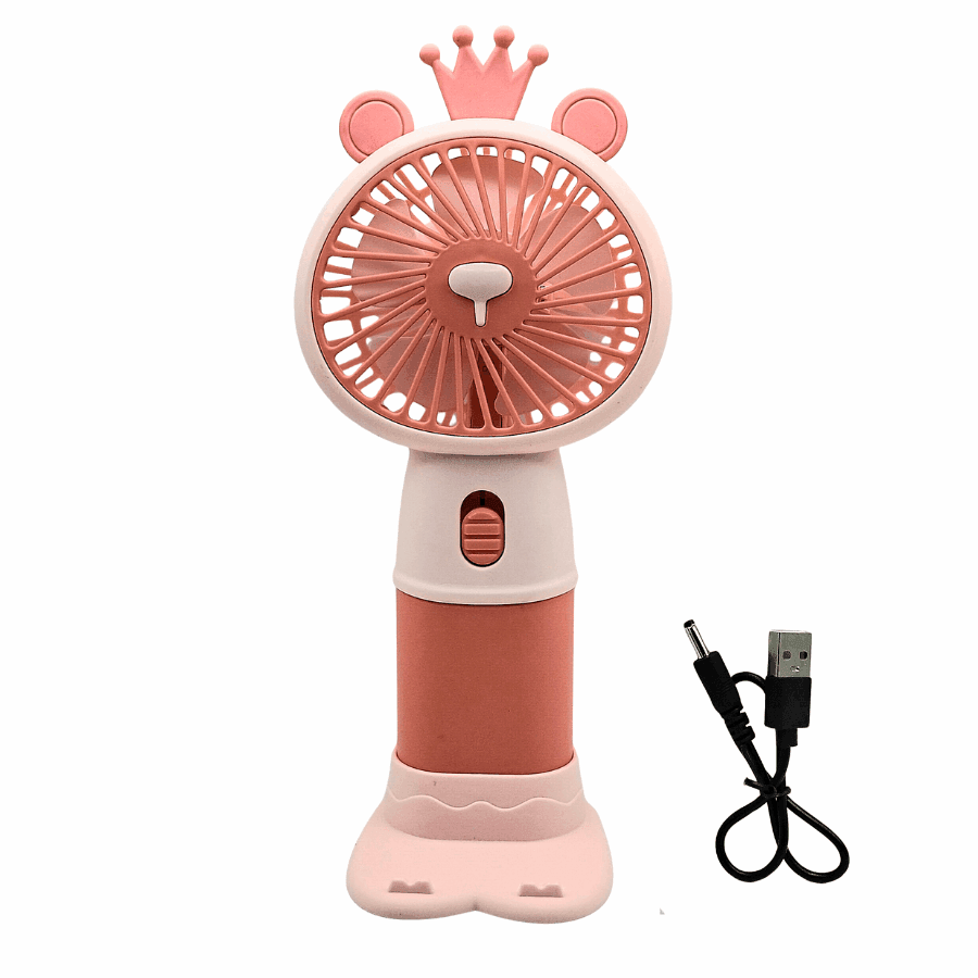 Adorable Portable Mini Fan with Phone Stand – USB Rechargeable