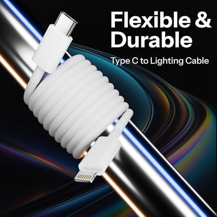 USB-C to Lightning Charging & Data Sync Cable Compatible for iPhone, iPad & AirPods White