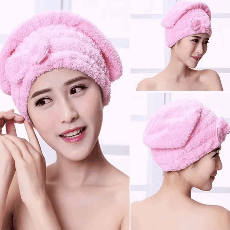 Bow Hair Drying Towel Cap – Soft & Quick Dry