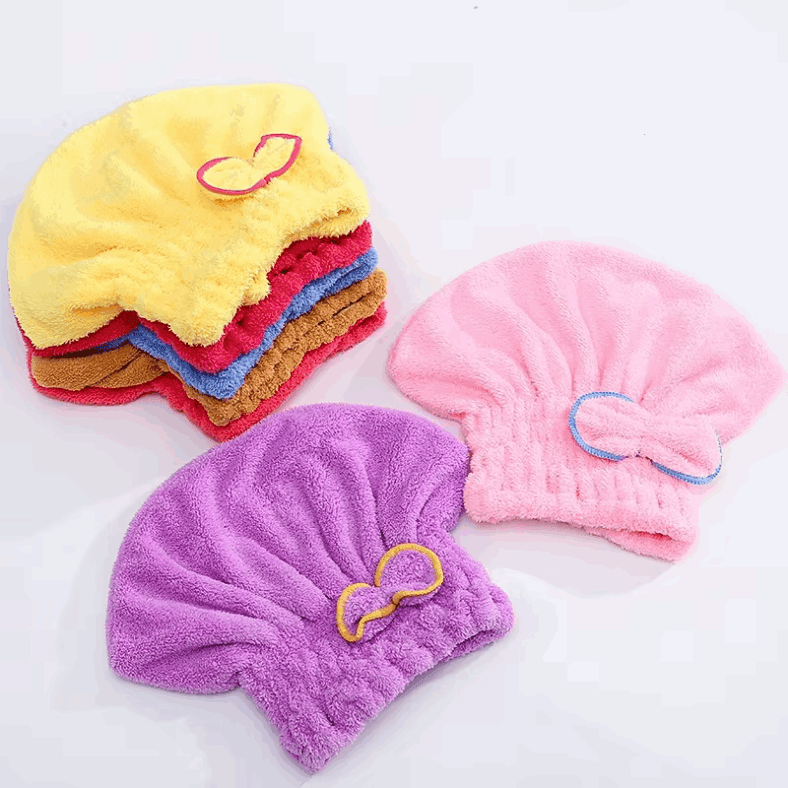 Bow Hair Drying Towel Cap – Soft & Quick Dry