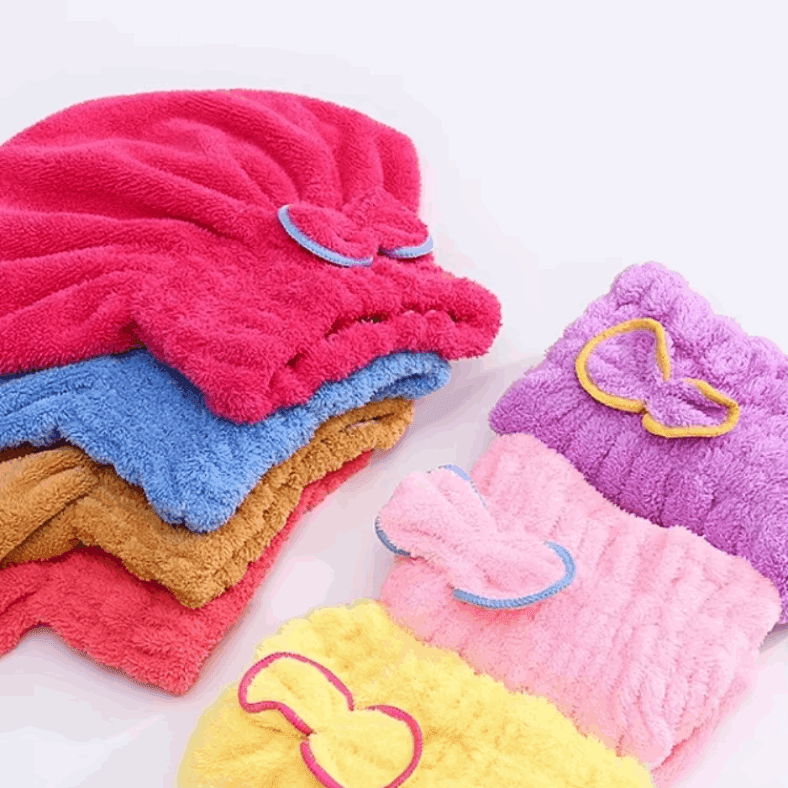 Bow Hair Drying Towel Cap – Soft & Quick Dry