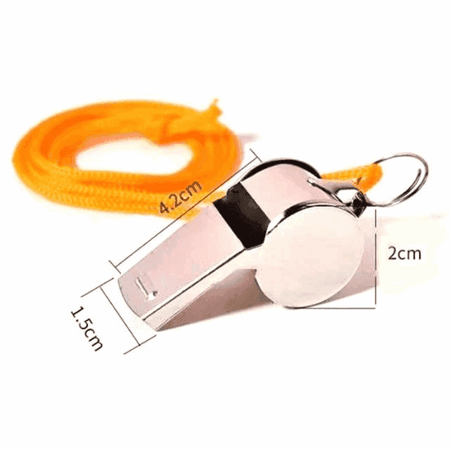 Stainless-steel Sports Whistle with Lanyard 2-Pack