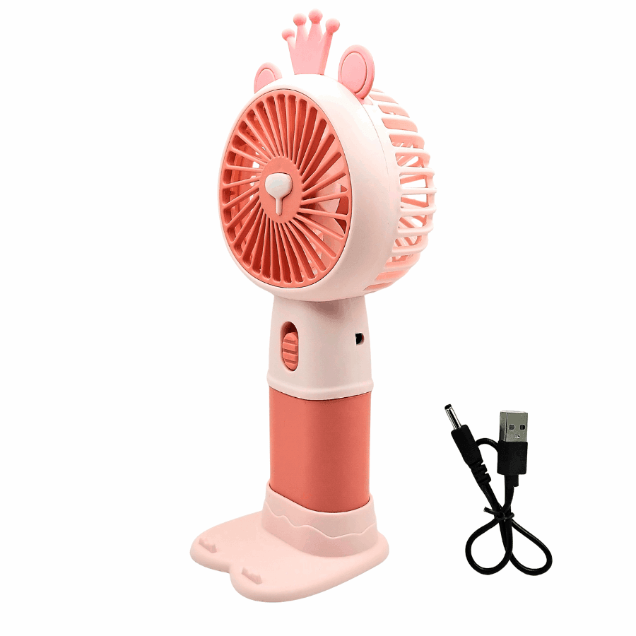 Adorable Portable Mini Fan with Phone Stand – USB Rechargeable