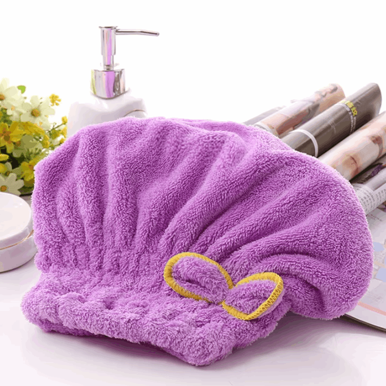 Bow Hair Drying Towel Cap – Soft & Quick Dry