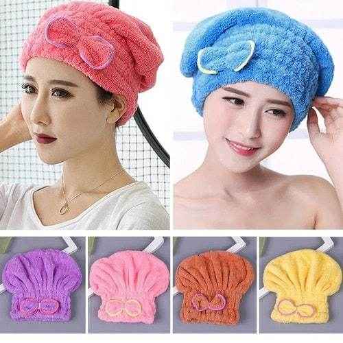 Bow Hair Drying Towel Cap – Soft & Quick Dry