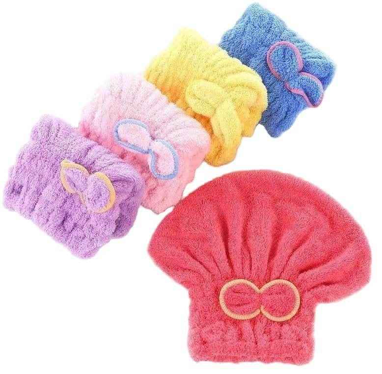 Bow Hair Drying Towel Cap – Soft & Quick Dry