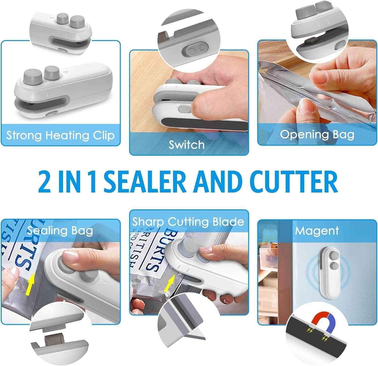 2-in-1 Portable Heat Sealer & Cutter – Keep Food Fresh Anywher